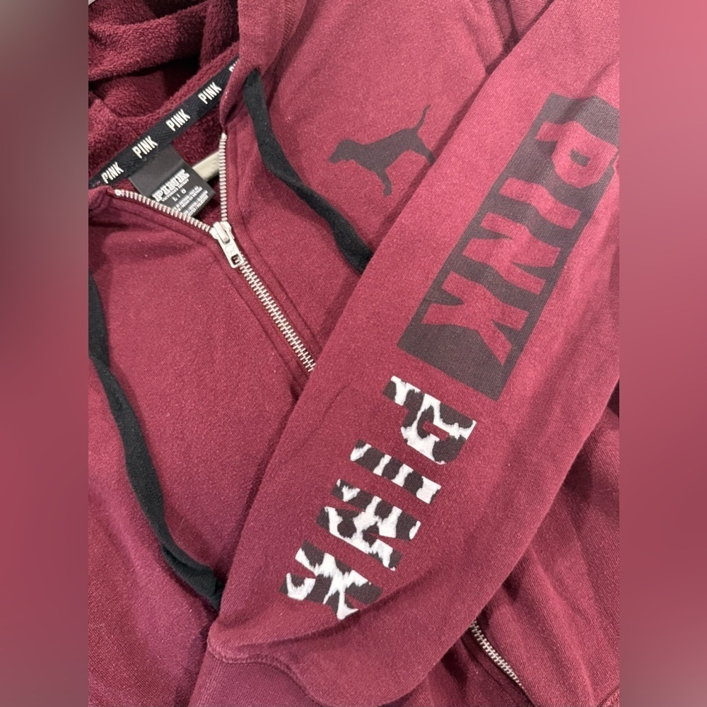 Victorias Secret PINK Burgundy Full Zip Sweater - Picture 3 of 4